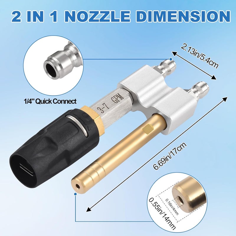 SYFLHYP 2 in 1 Downstream Soft Wash Chemical Nozzle, M5 Twist Shooter Tips Nozzles, 0-60° Adjustable Spray Pattern, for 1700-6000 PSI, 3-7 GPM Pressure Washer, with 1/4 in Quick Connector - Image 2